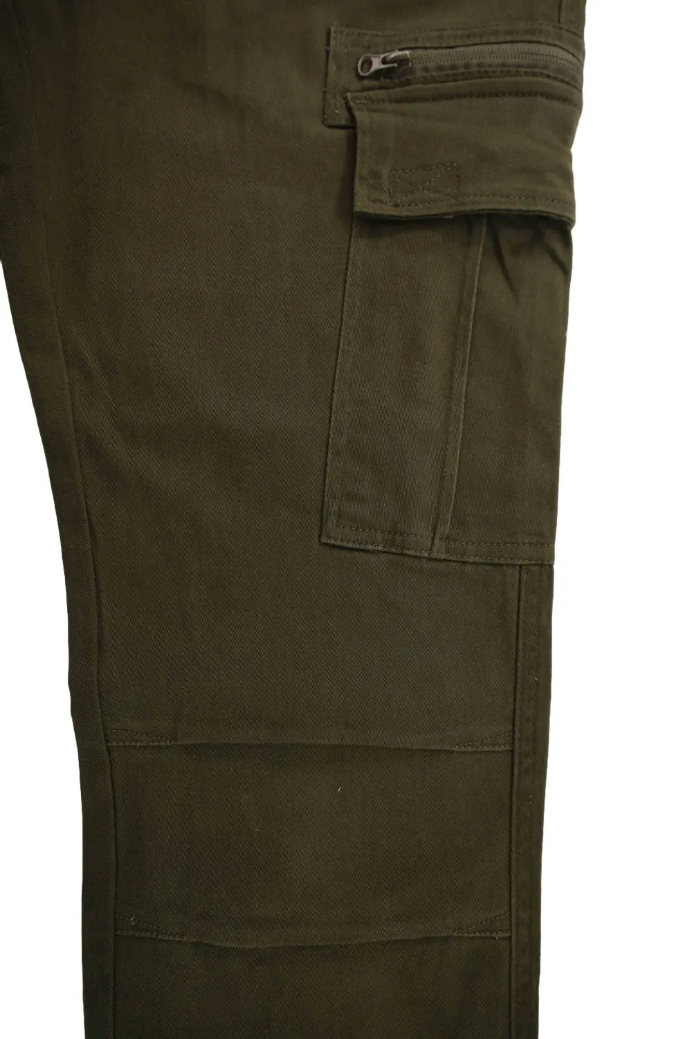MENS STRETCH TWILL CARGO PANTS WITH PEACH EFFECT - OLIVE