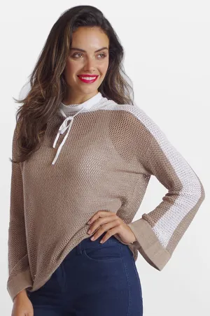 Mesh Stitch Drawstring Funnel Neck: FINAL SALE