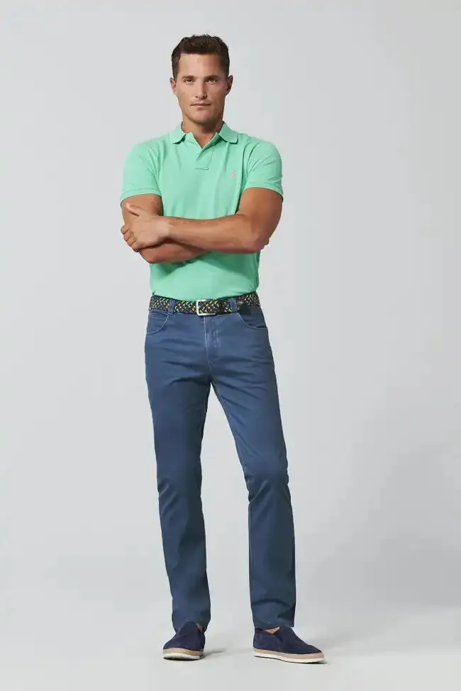 Meyer Mens New York Chino Trousers Blue