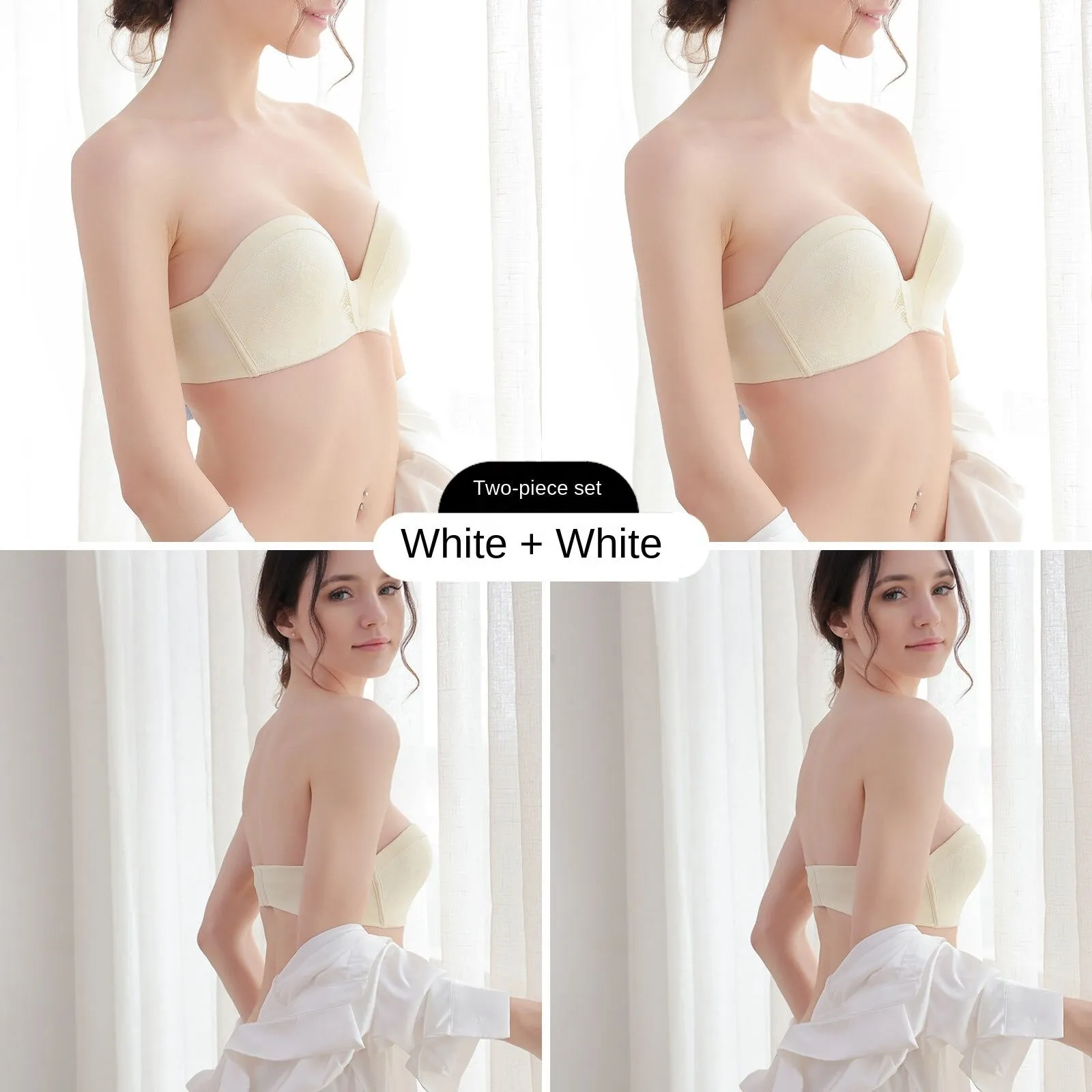 Miracle Non - Slip Strapless Bra with Extra Long Button, Invisible for Gathering Dress