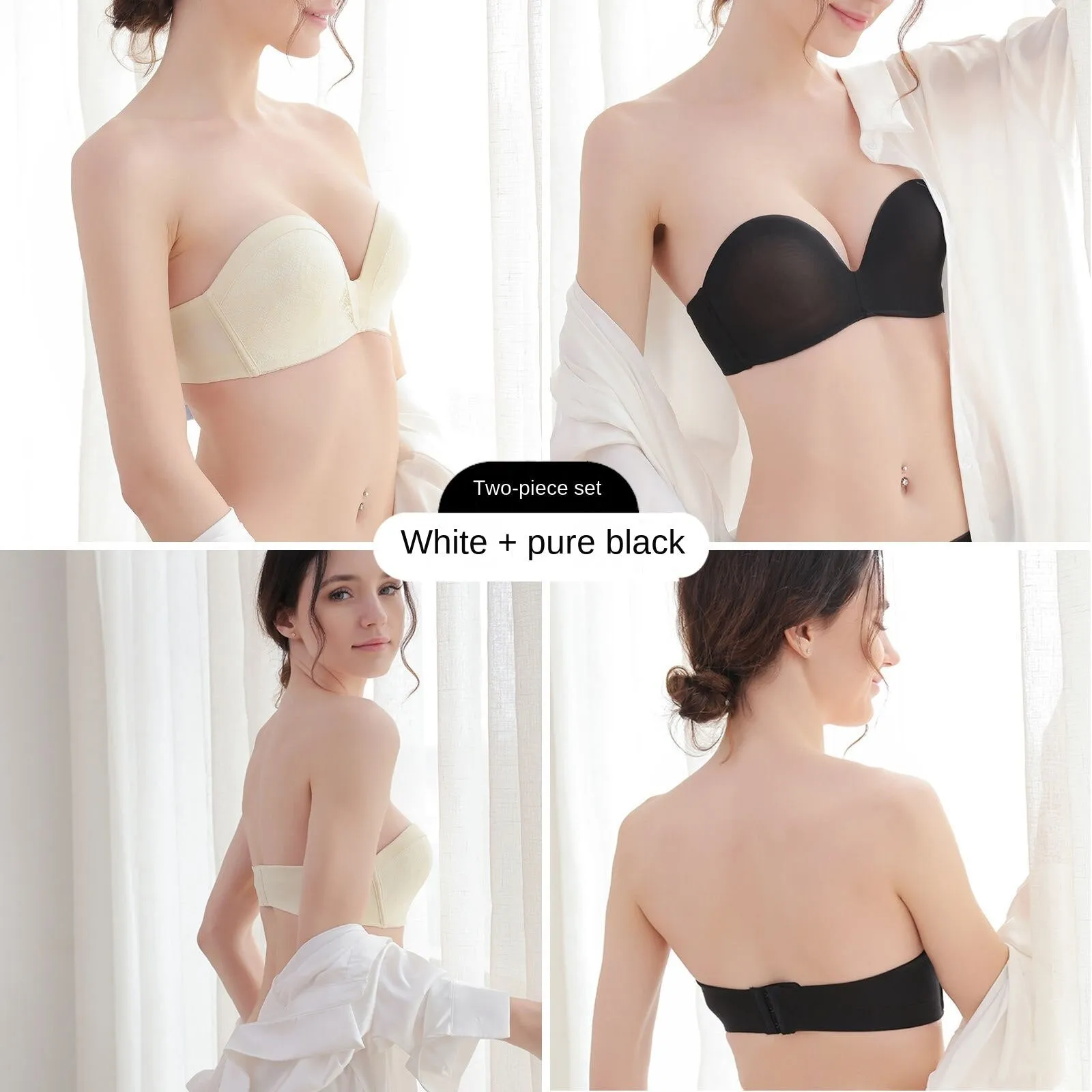 Miracle Non - Slip Strapless Bra with Extra Long Button, Invisible for Gathering Dress