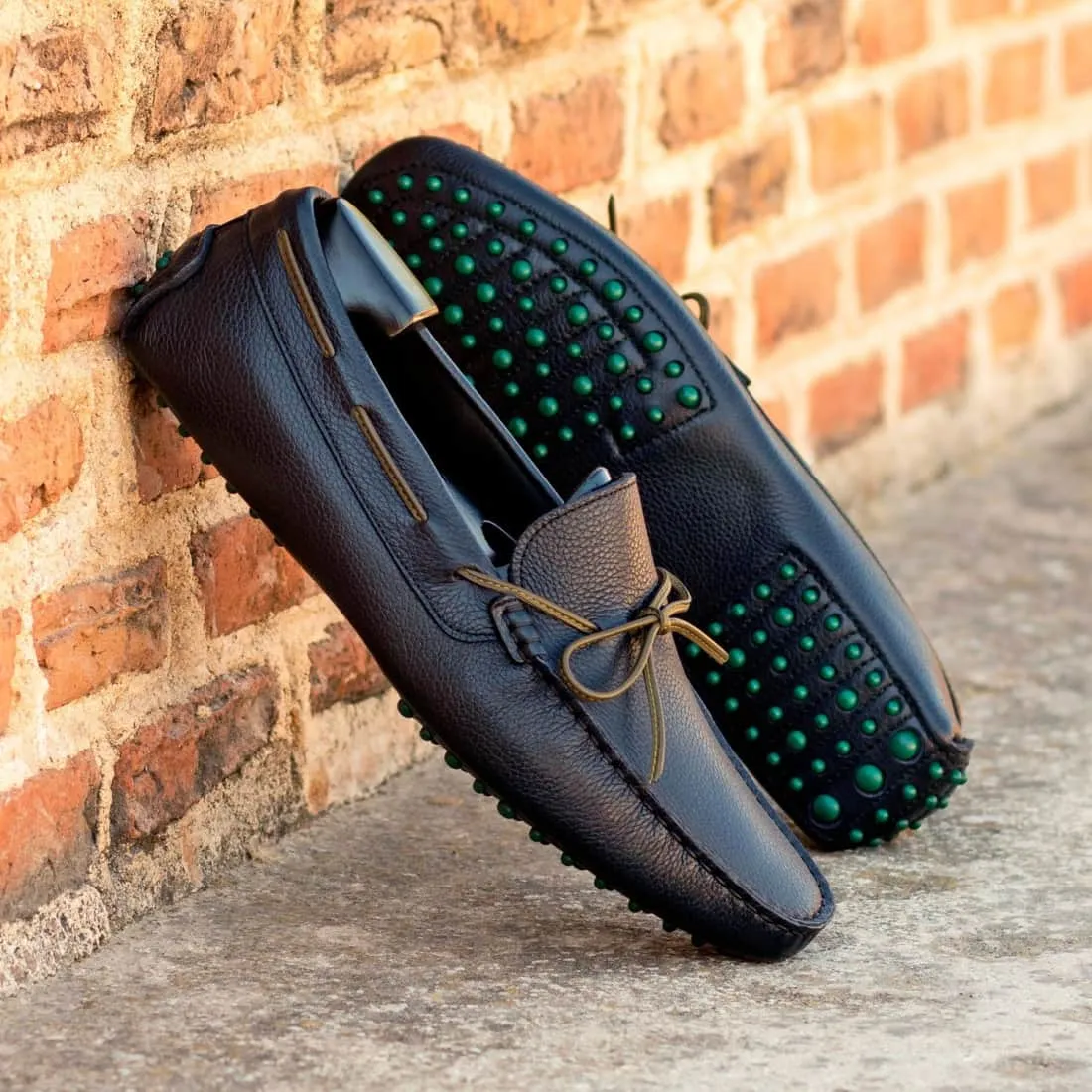 Mocassin Driver en cuir grainé bleu marine