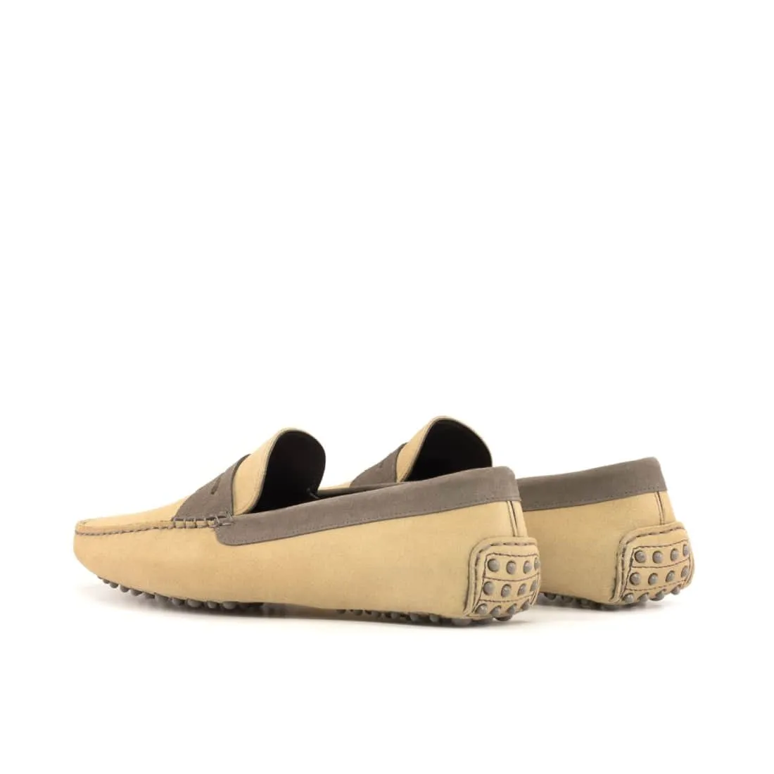 Mocassin Driver en daim beige et marron