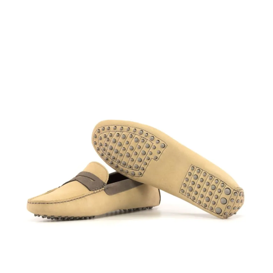 Mocassin Driver en daim beige et marron