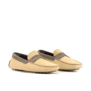 Mocassin Driver en daim beige et marron