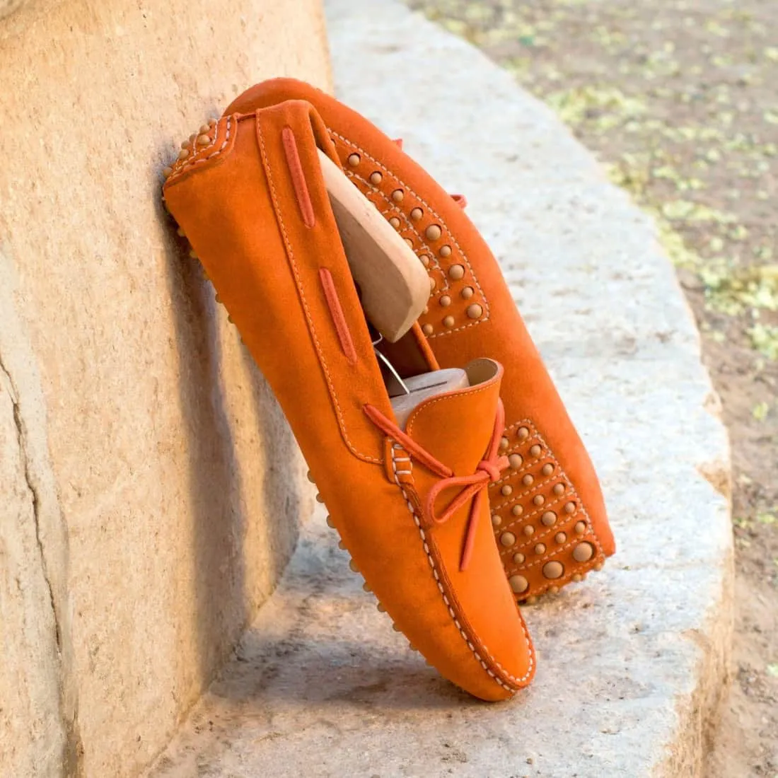Mocassin Driver en daim orange
