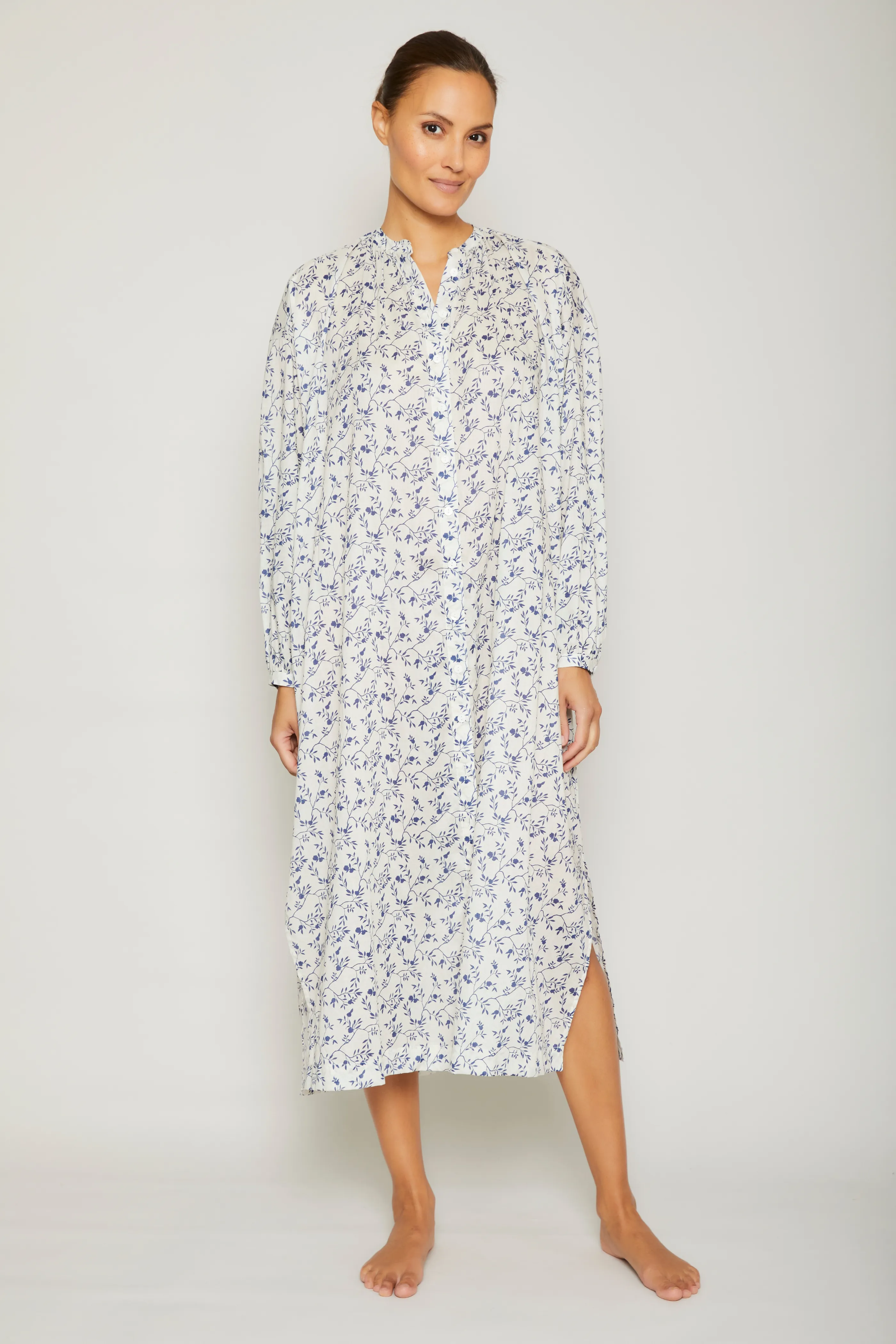 Mona Button Front Dress - Navy Coastal Floral