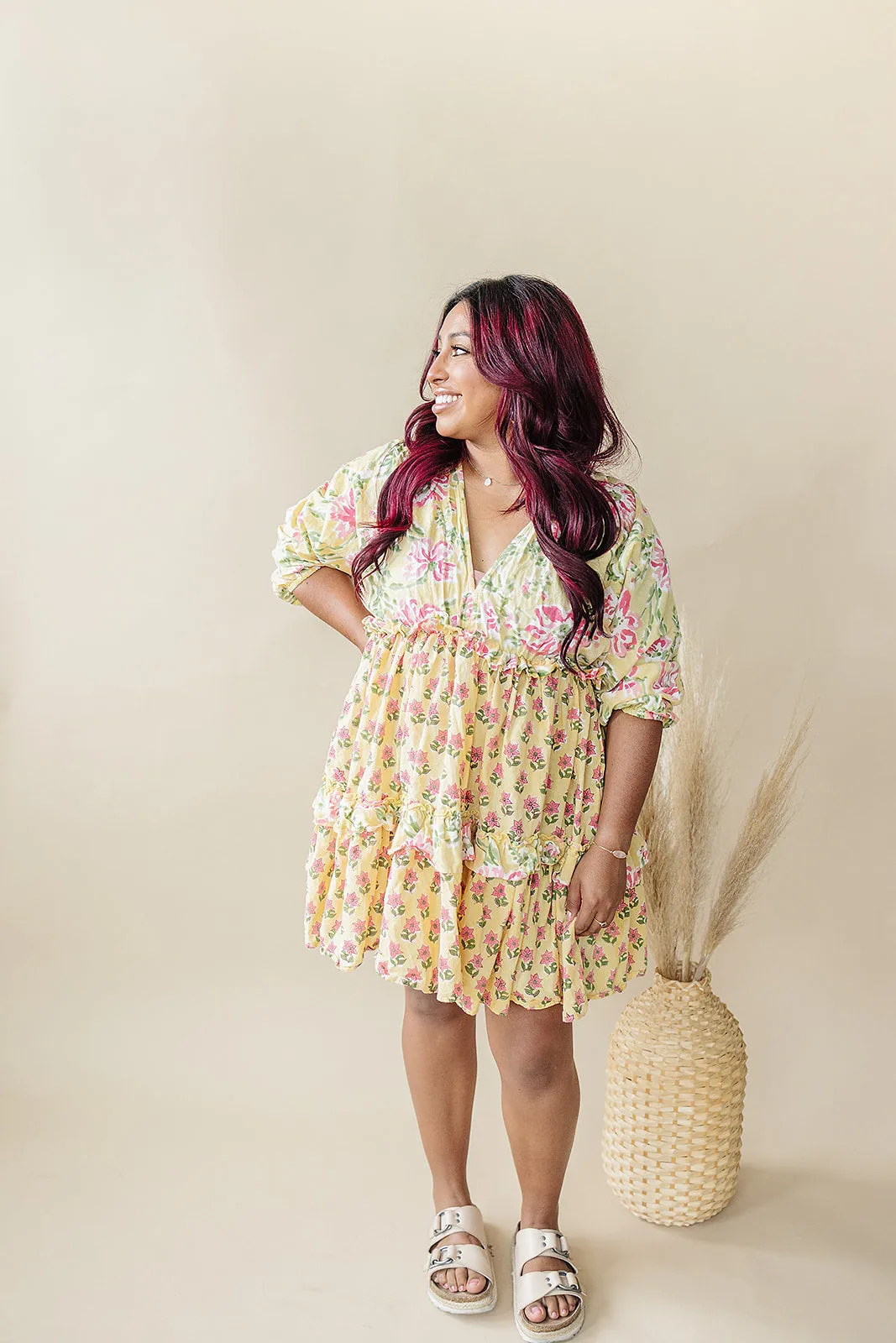 Mynah signature dress-'SUMMER CAMELLIA'-mini length-one size