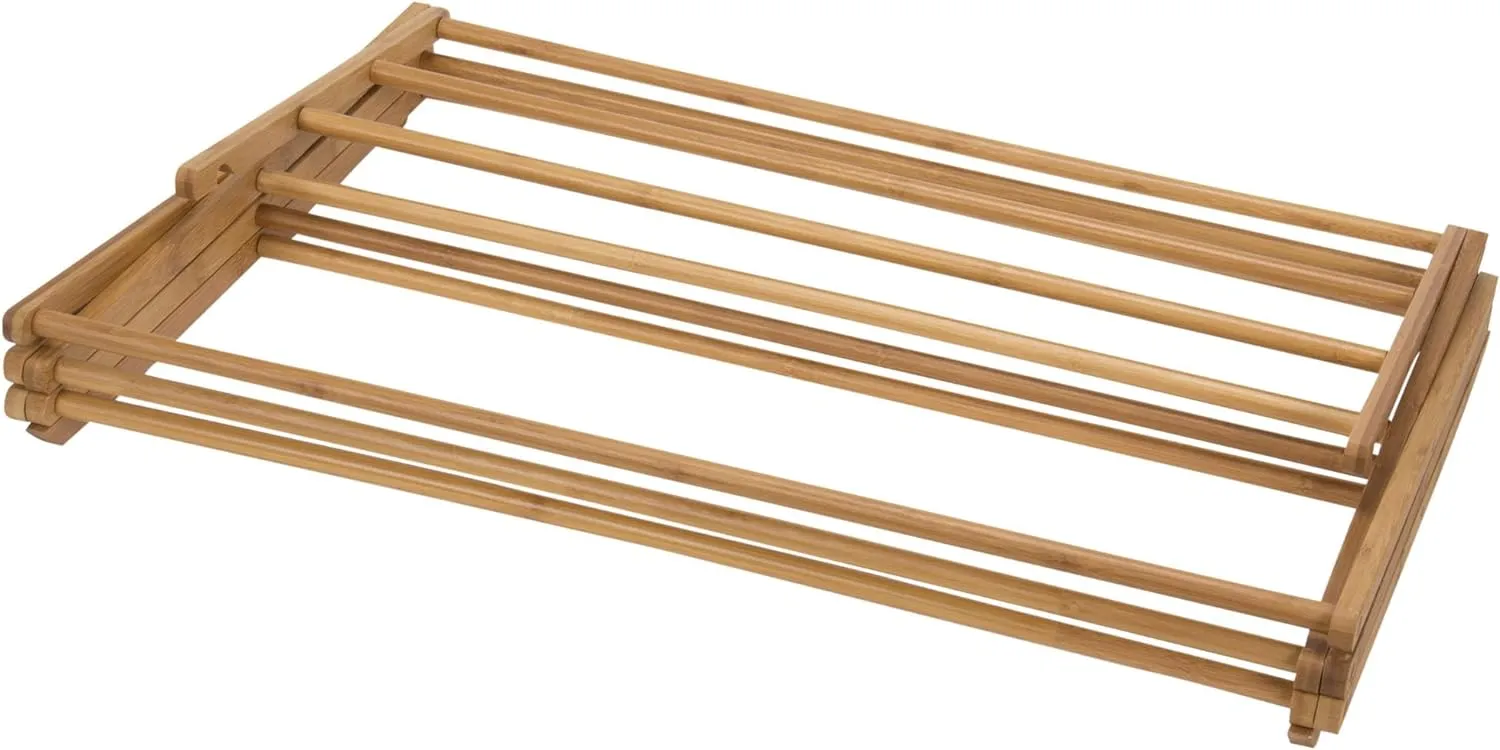 NEW Household Essentials Tall Indoor Folding Wooden Clothes Drying Rack | Dry Laundry and Hang Clothes | Bamboo, Retails $109