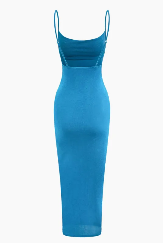 NEW Micas Solid U-neck Backless Slip Maxi Dress with adjustable straps, Sz S