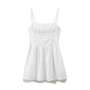 Nunzia White Front Pleated Mini Slip Dress