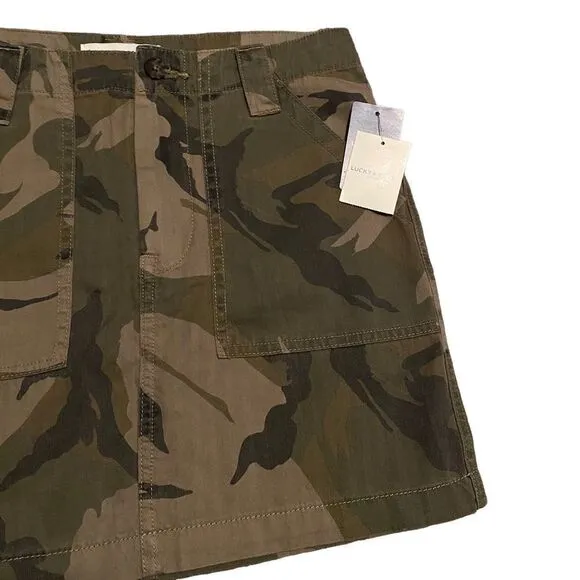 NWT Lucky Brand Camo Cargo Casual Streetwear Utility Y2K Mini Skirt