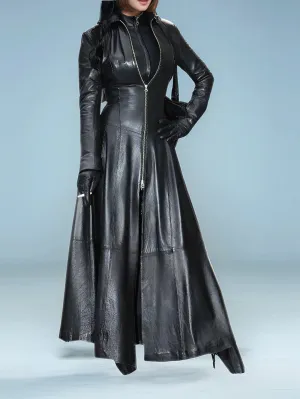 Obsidian Edge Women's Nappa Leather Trench Coat