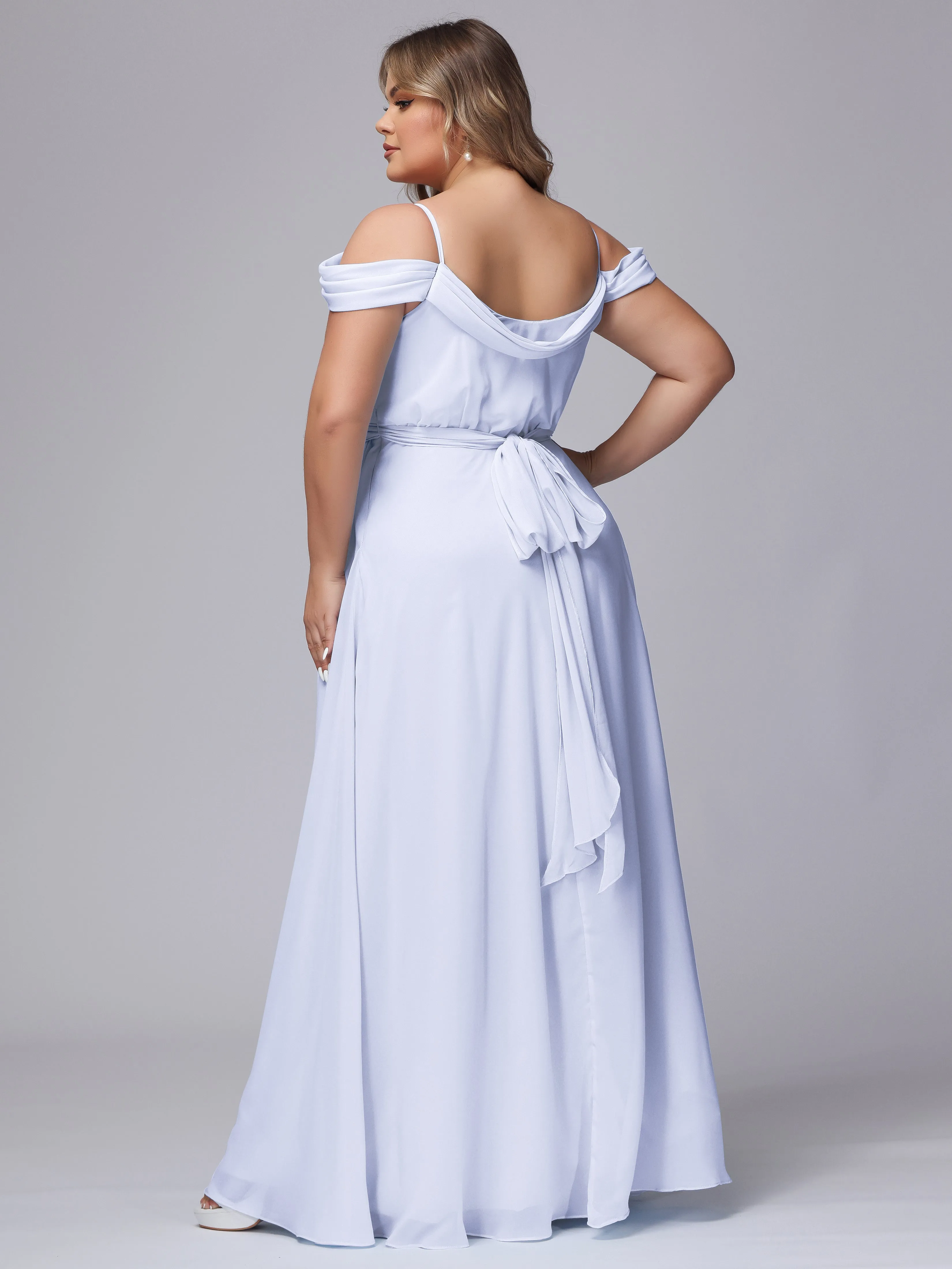 Off The Shoulder Chiffon Plus Size  Long Bridesmaid Dresses