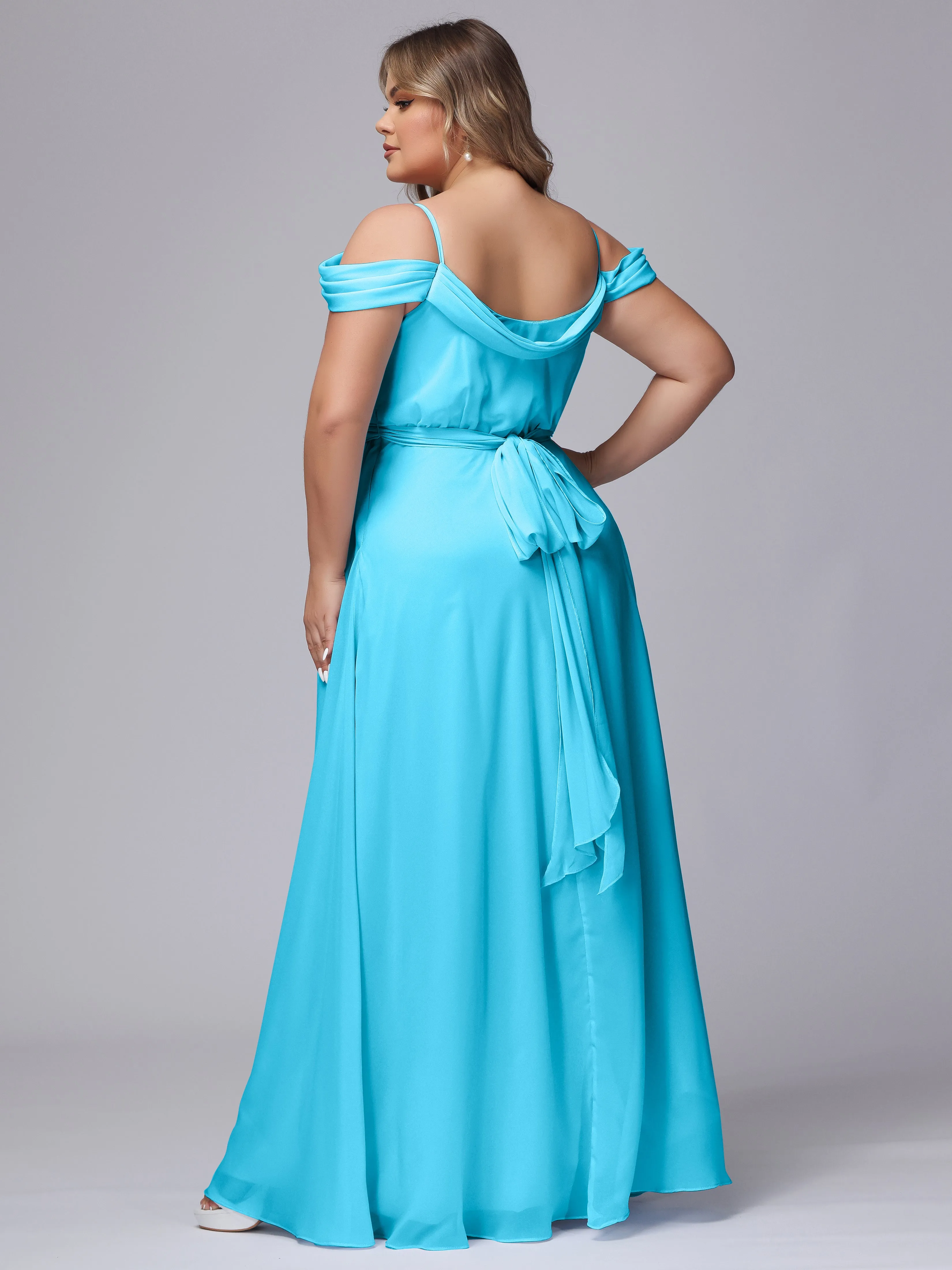 Off The Shoulder Chiffon Plus Size  Long Bridesmaid Dresses