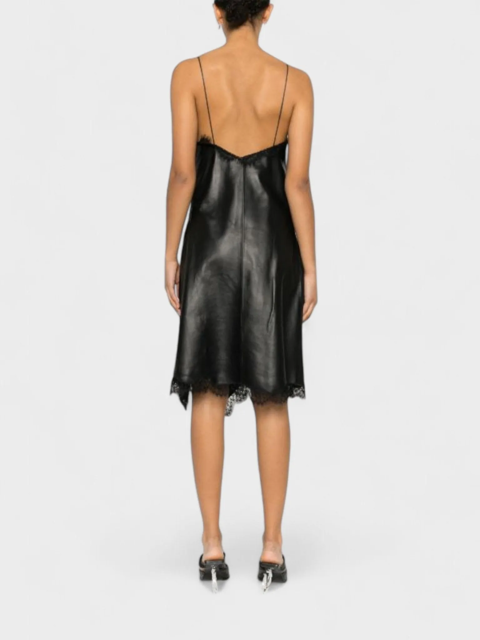 Off-White Lace Nappa Slip Dress Black