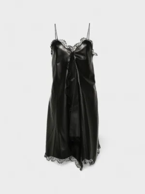 Off-White Lace Nappa Slip Dress Black