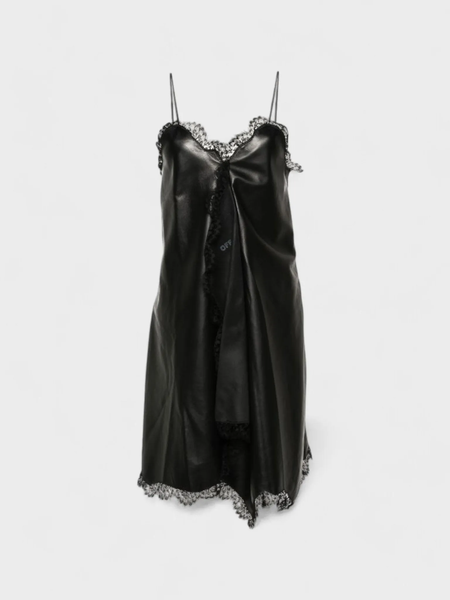 Off-White Lace Nappa Slip Dress Black