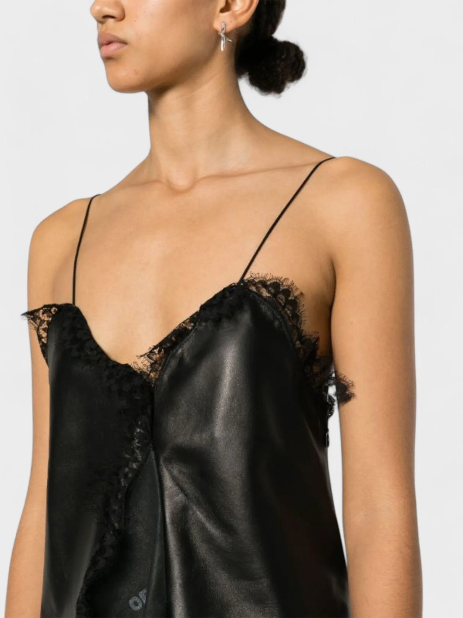 Off-White Lace Nappa Slip Dress Black