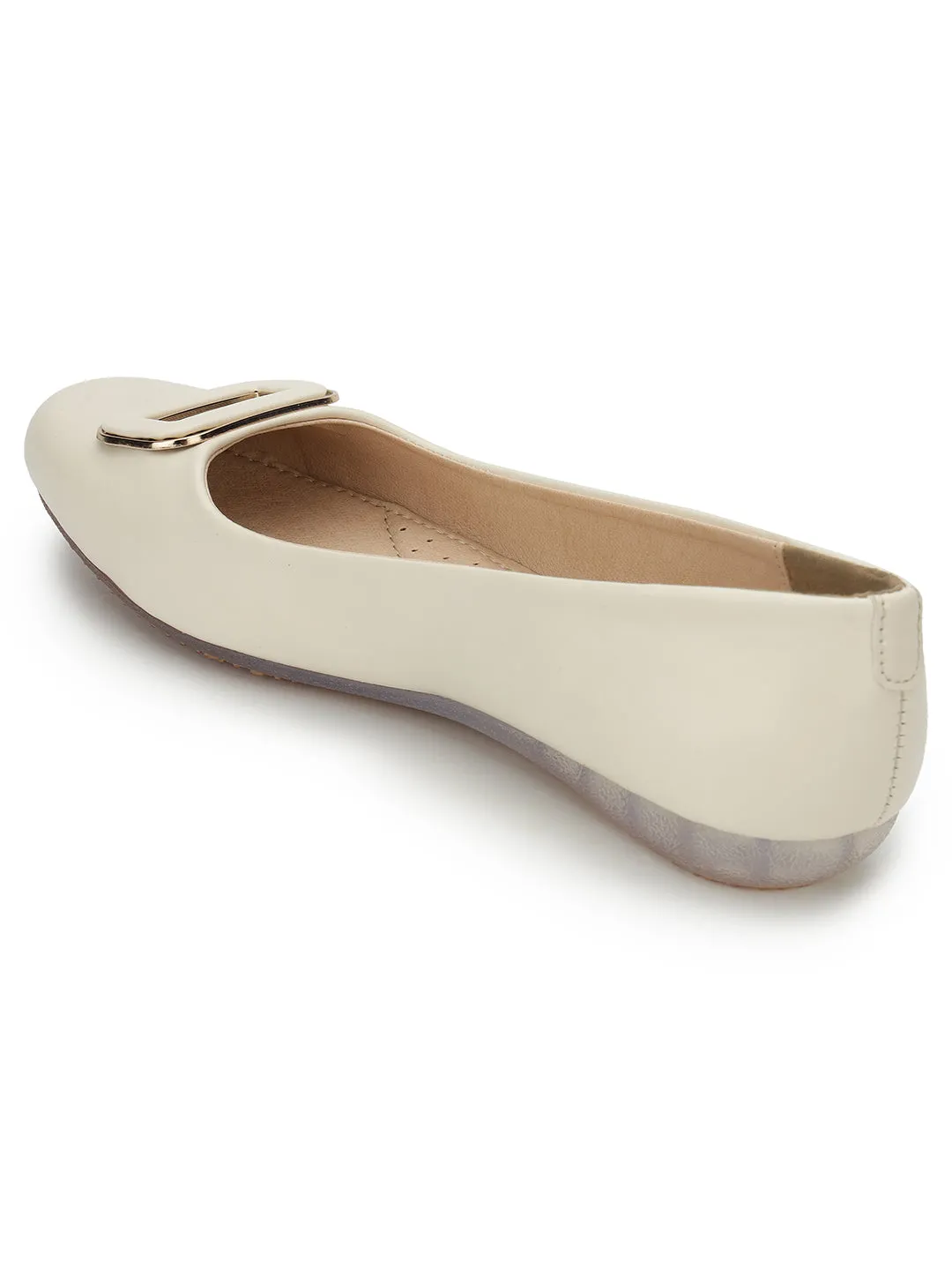 Off White PU Stylish Slip-On Flat Ballerina (TC-1206-OWHT)