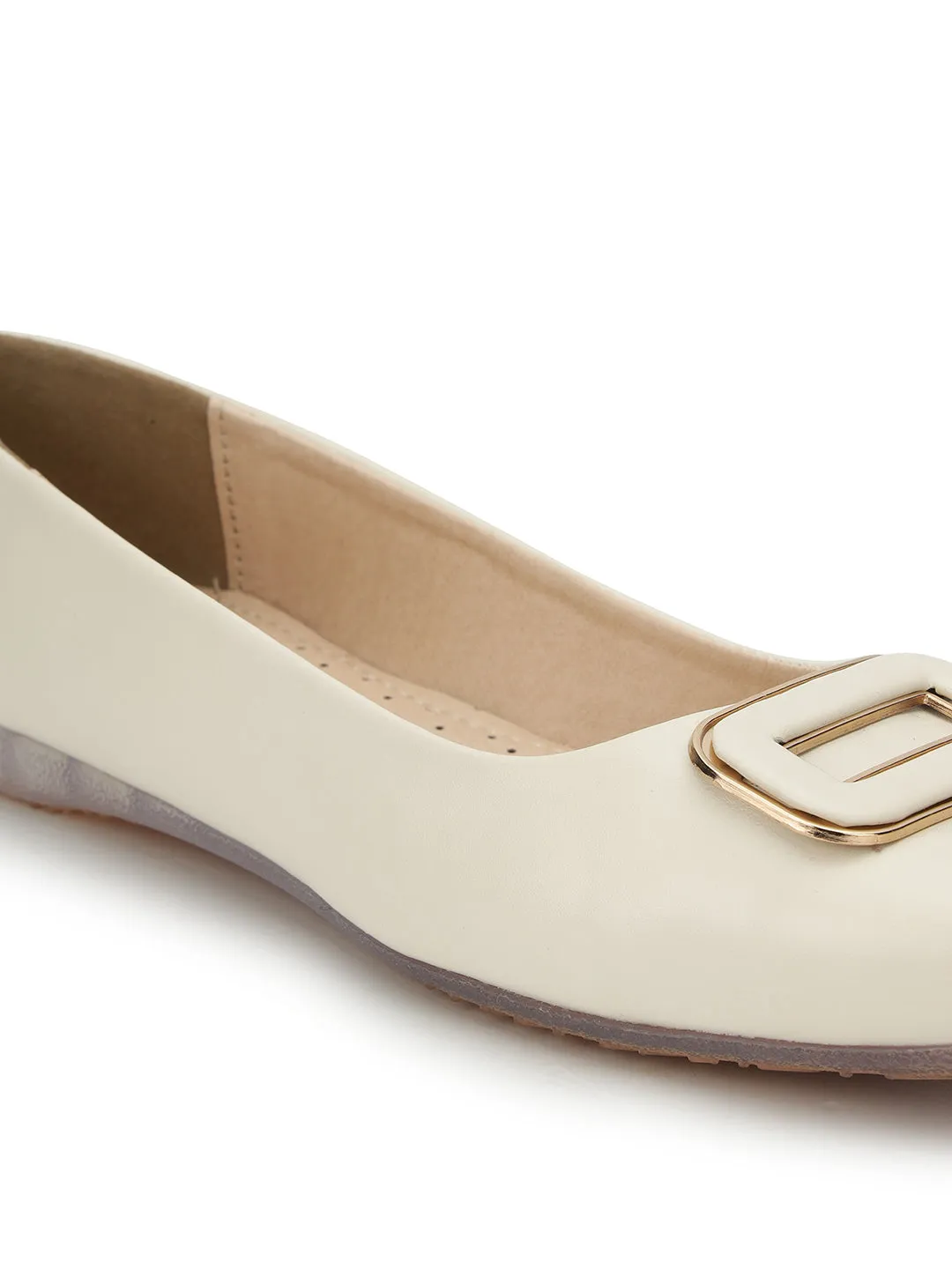 Off White PU Stylish Slip-On Flat Ballerina (TC-1206-OWHT)