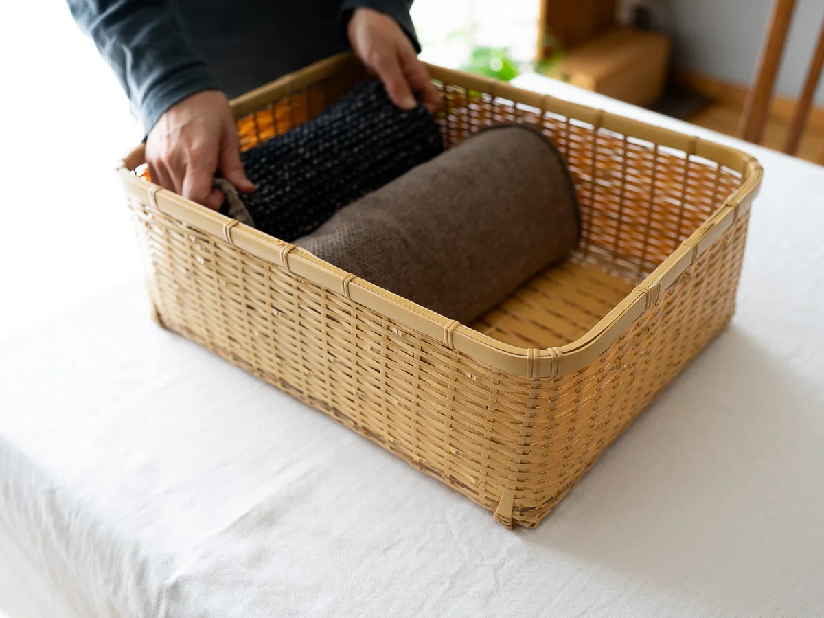 Organizing basket -deep- S,L / White bamboo / Ōita-JPN 850408
