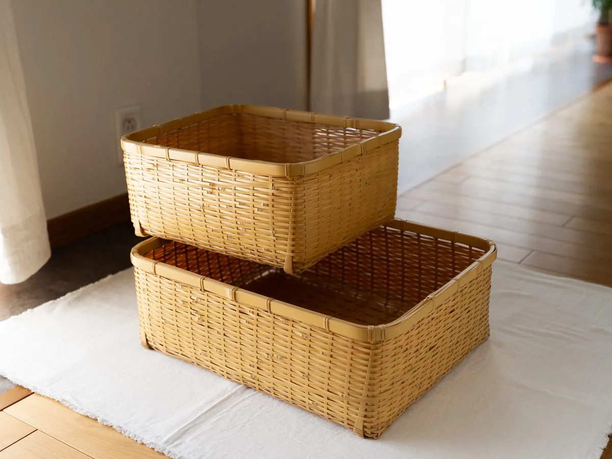 Organizing basket -deep- S,L / White bamboo / Ōita-JPN 850408