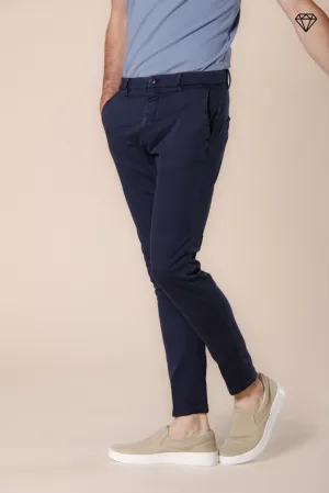 Osaka men's chino pants in fine cotton and tencel tricotine carrot fit ①