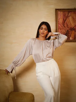 Over Sized High Neck Satin Body Suit