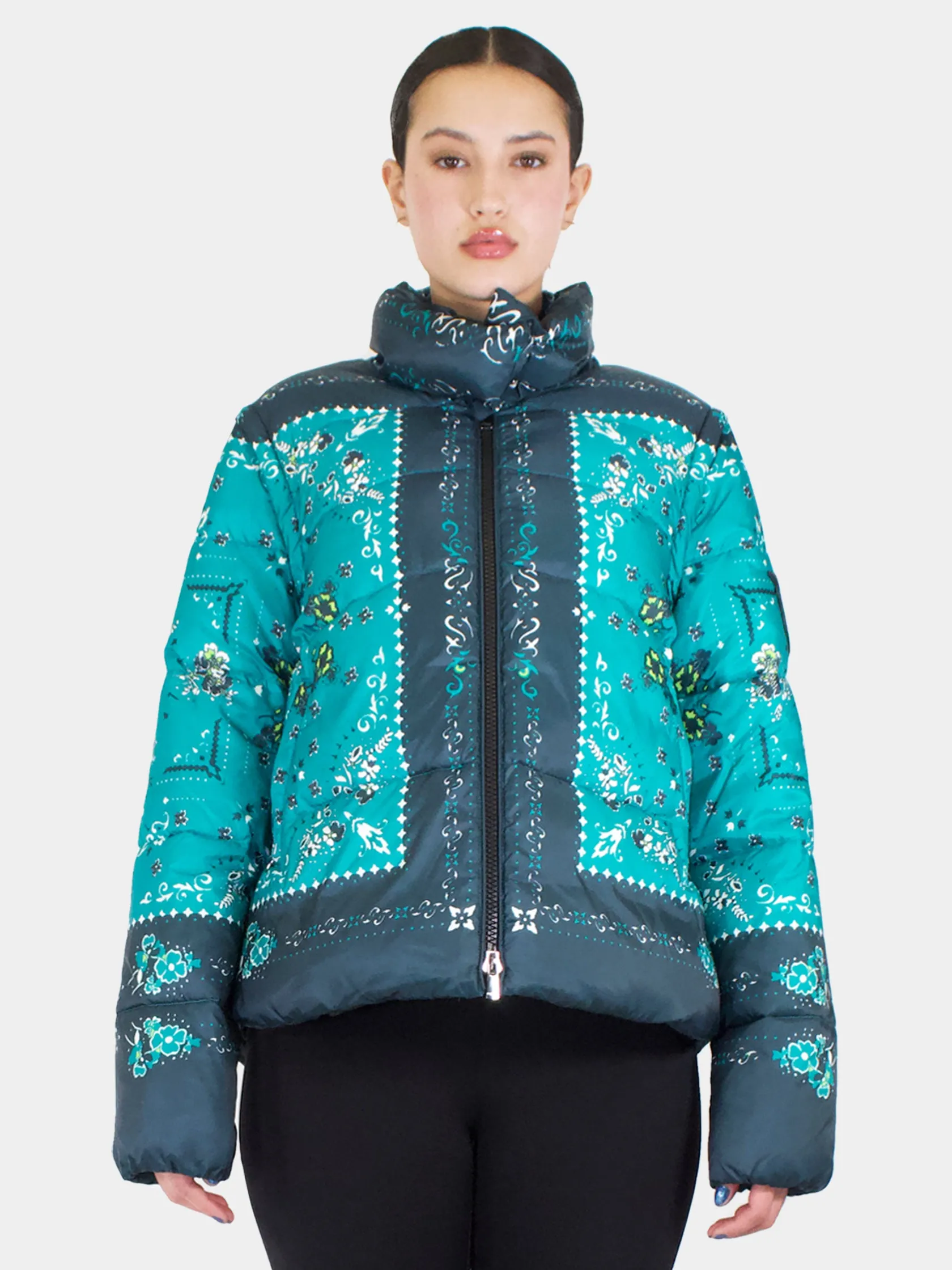 Paisley Print Puffer Coat - Size 8
