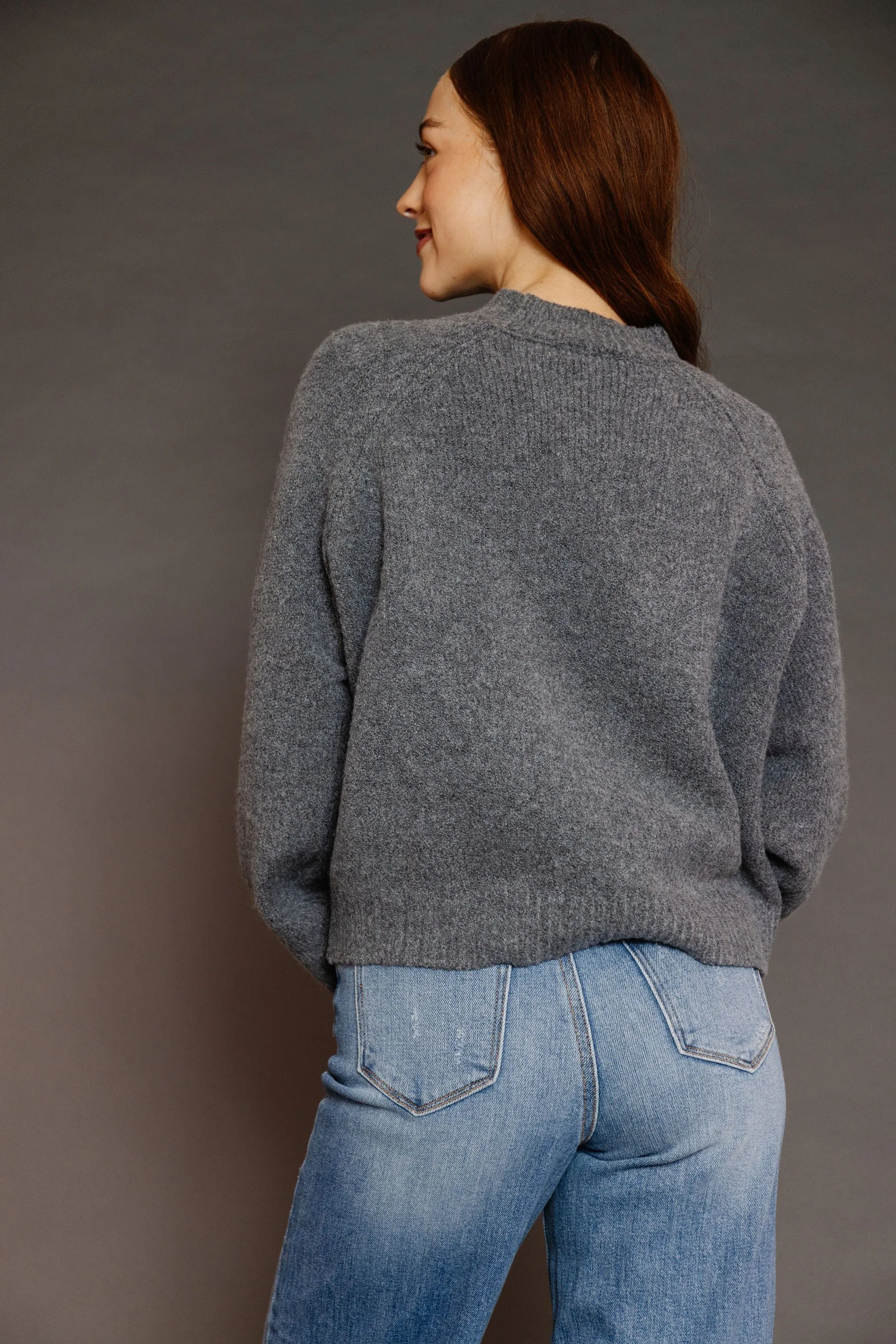 Paris Letter Front Sweater in Gray