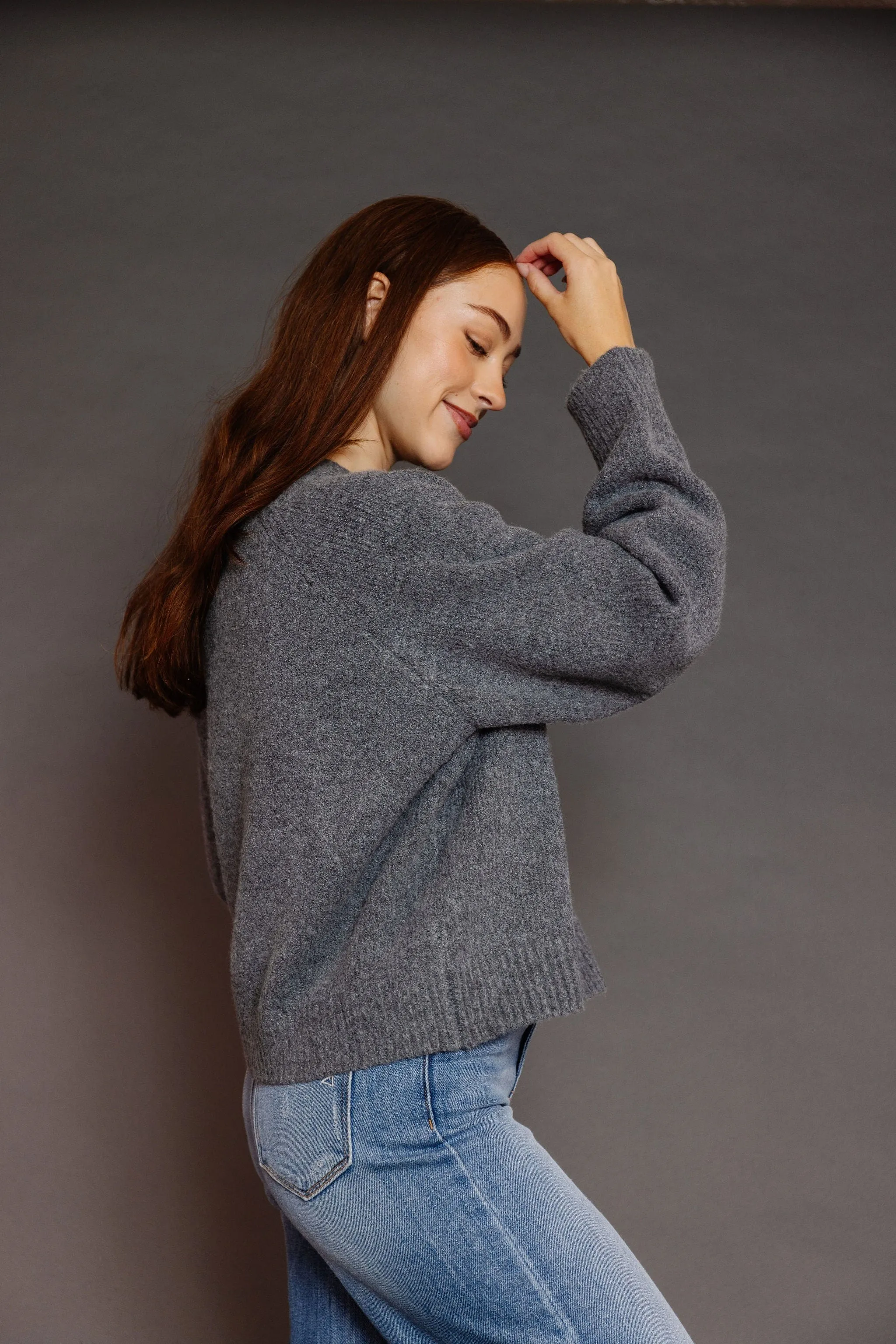 Paris Letter Front Sweater in Gray