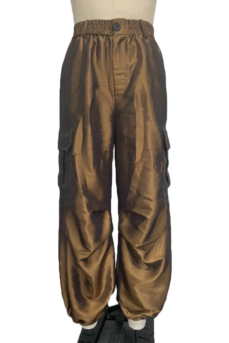 PJ0404 Satin Cargo Long Pants
