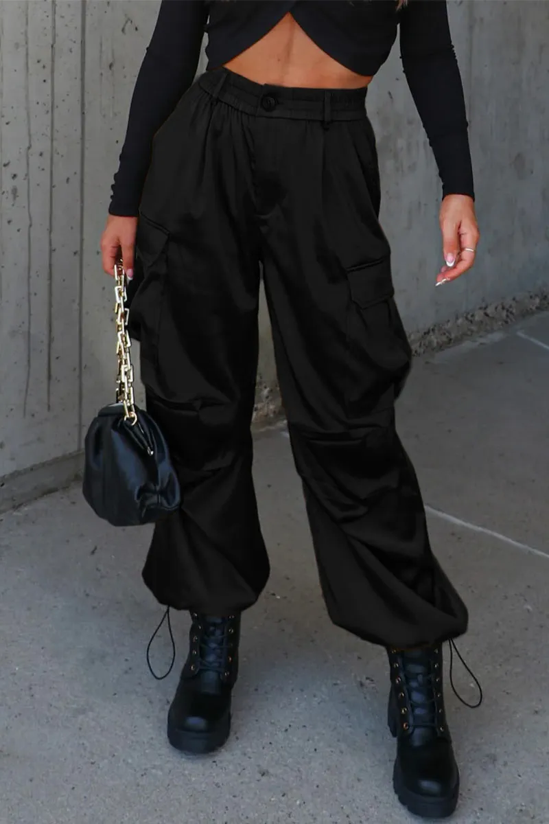 PJ0404 Satin Cargo Long Pants