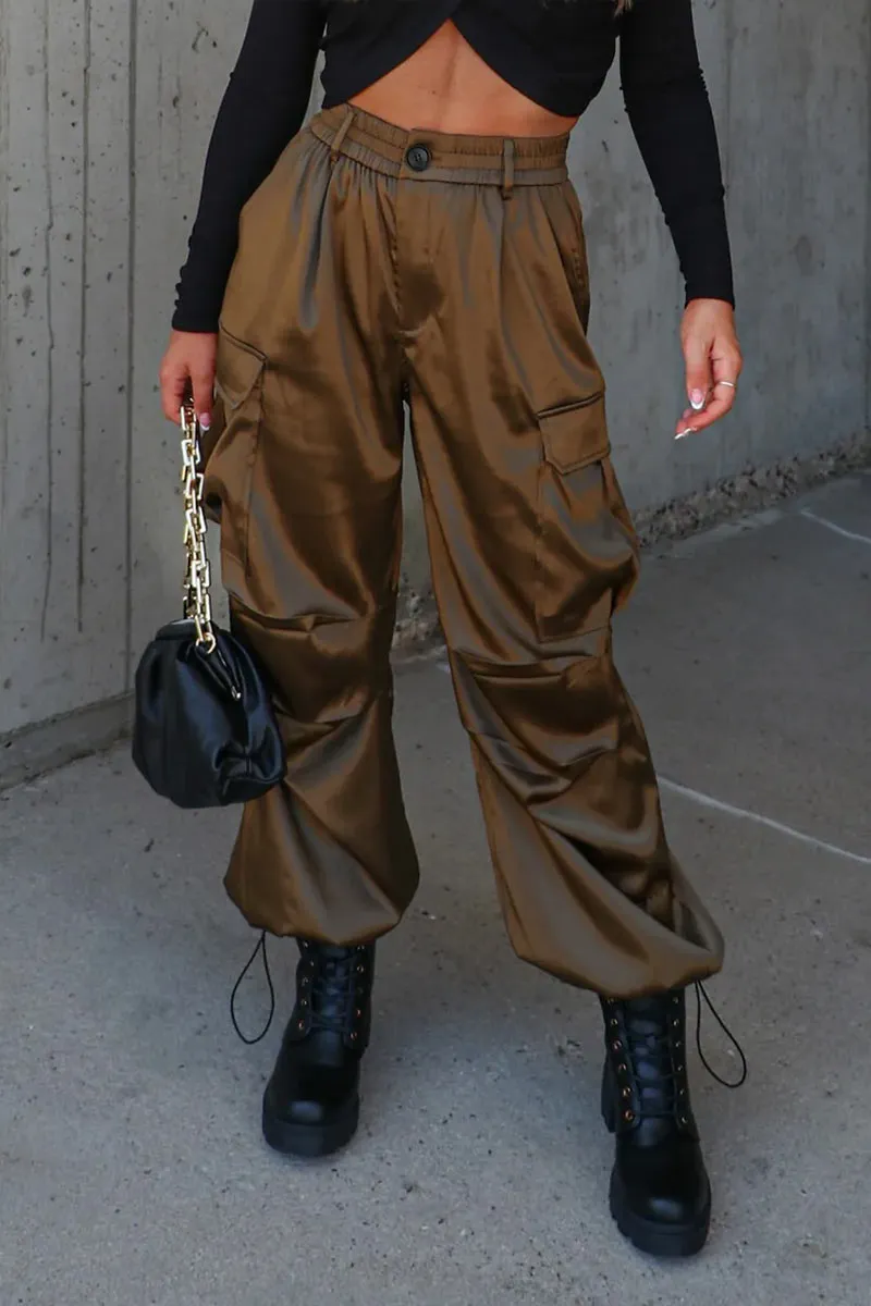PJ0404 Satin Cargo Long Pants