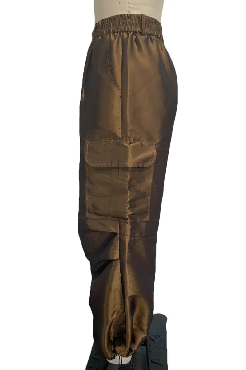PJ0404 Satin Cargo Long Pants