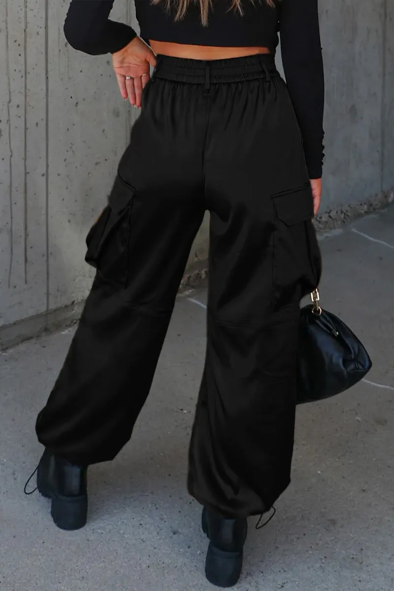 PJ0404 Satin Cargo Long Pants