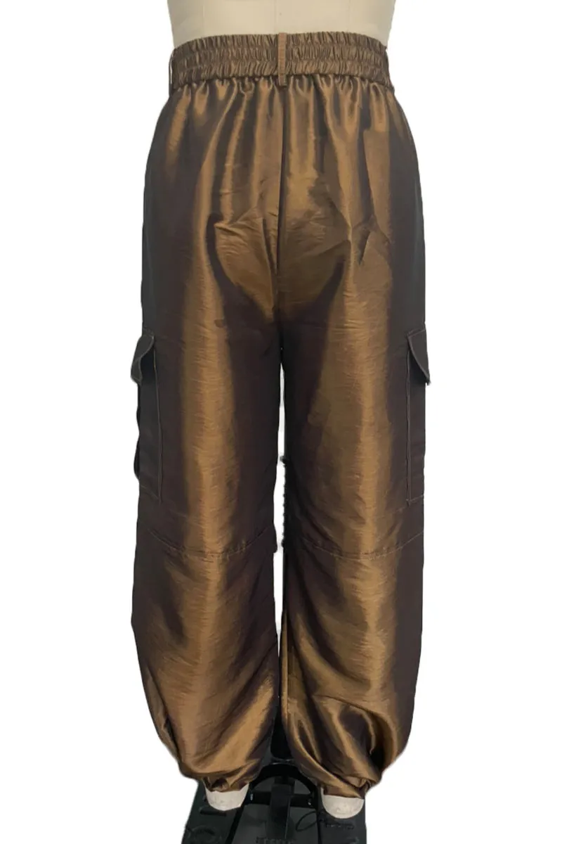 PJ0404 Satin Cargo Long Pants