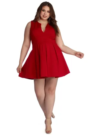 Plus Pretty And Charming Pleated Skater Dress