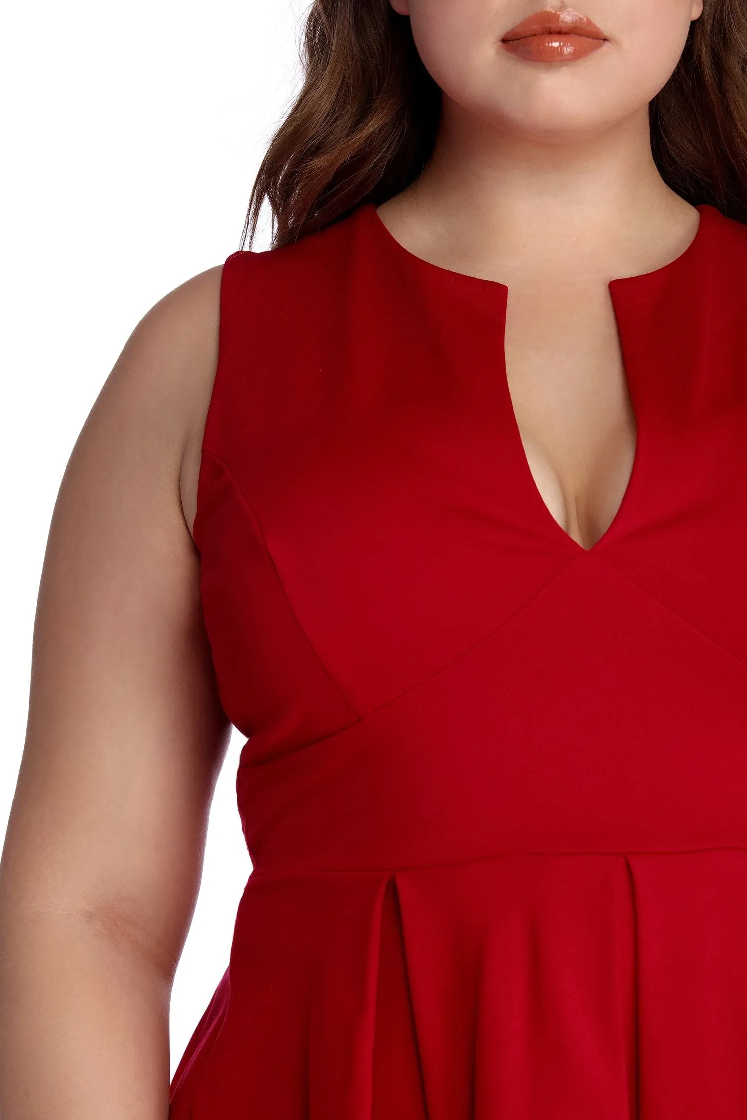 Plus Pretty And Charming Pleated Skater Dress