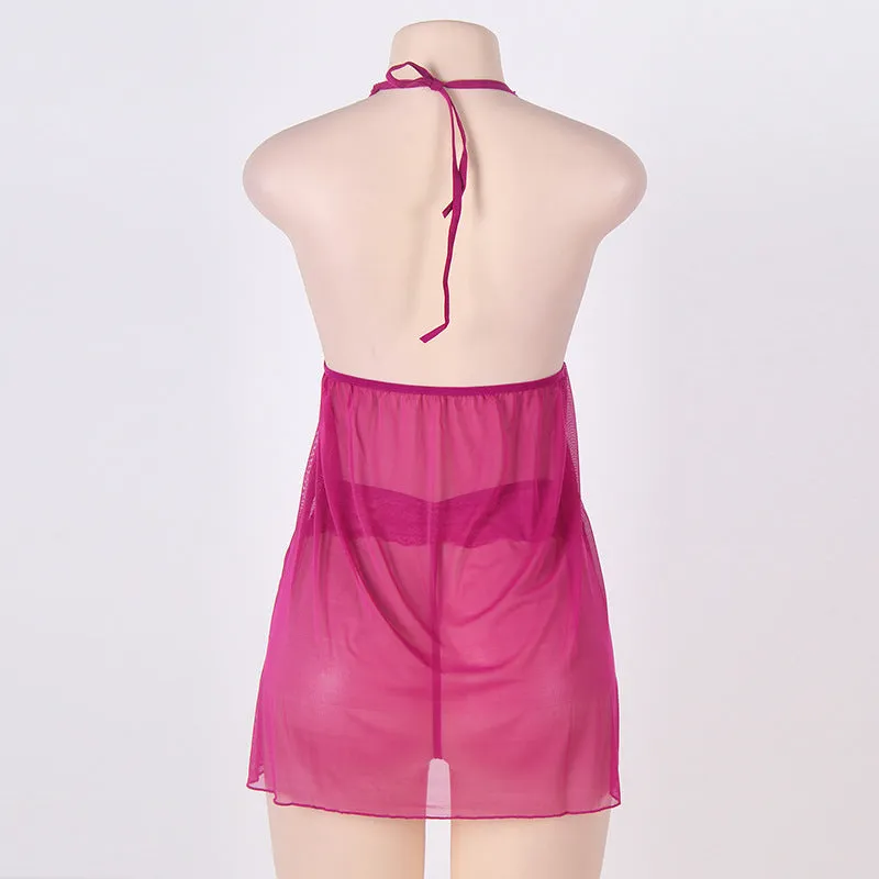 Plus Size Crisscross Lace Bust Babydoll Dress