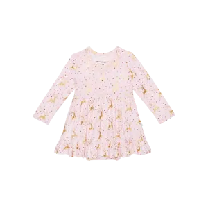 Posh Peanut Long Sleeve Girls Ruffled Bodysuit Dress in Ryleigh
