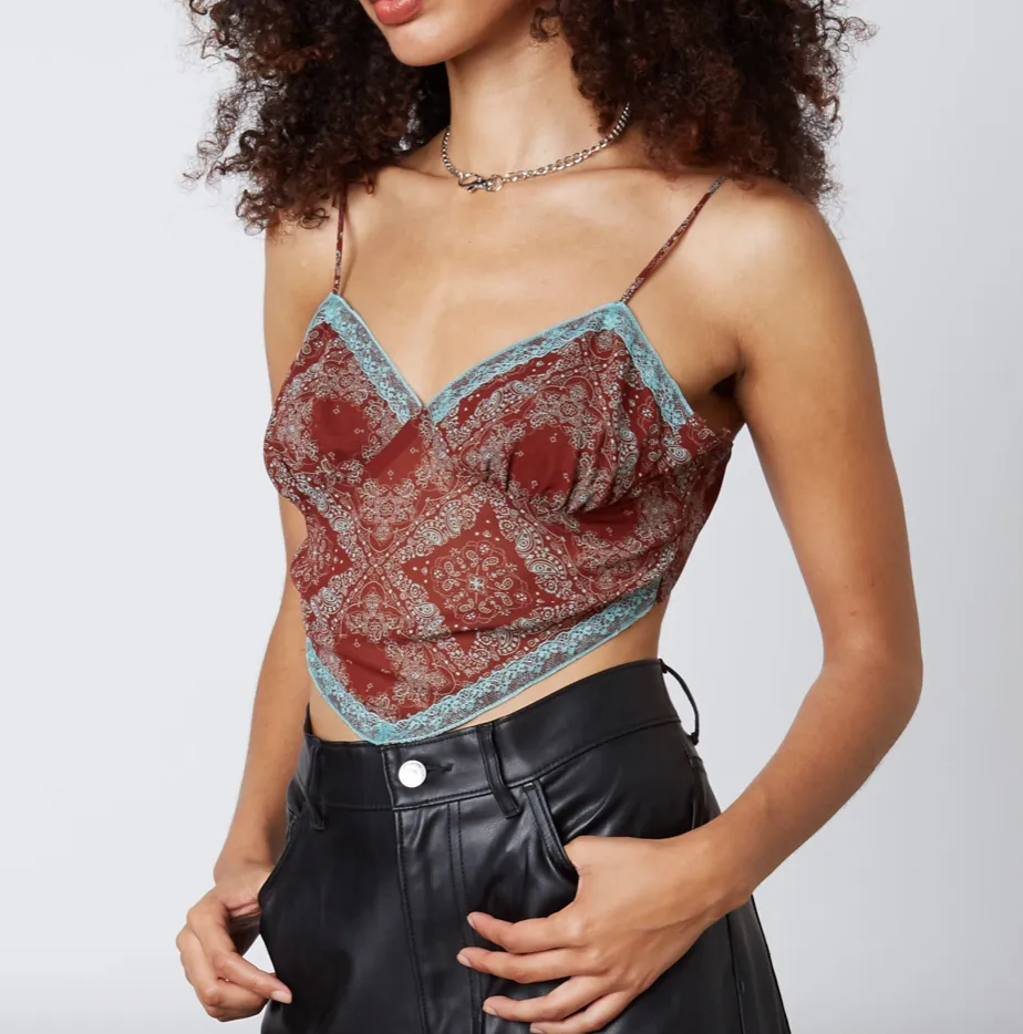 Print Bandana Triangle Crop Top