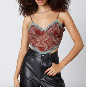 Print Bandana Triangle Crop Top