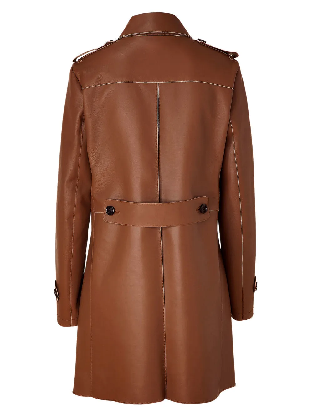 Push-Button Elegance Leather Coat for Women
