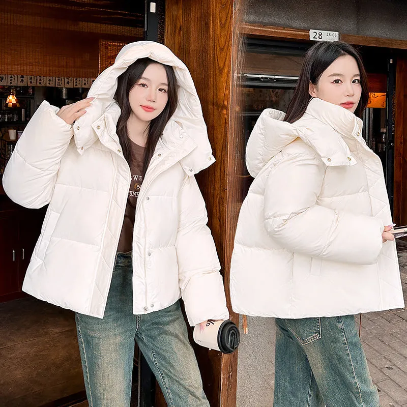 Quilted and Windproof Solid Puffer Jacket for Women
