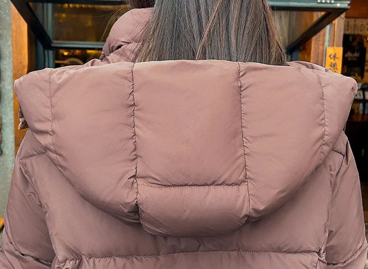 Quilted and Windproof Solid Puffer Jacket for Women
