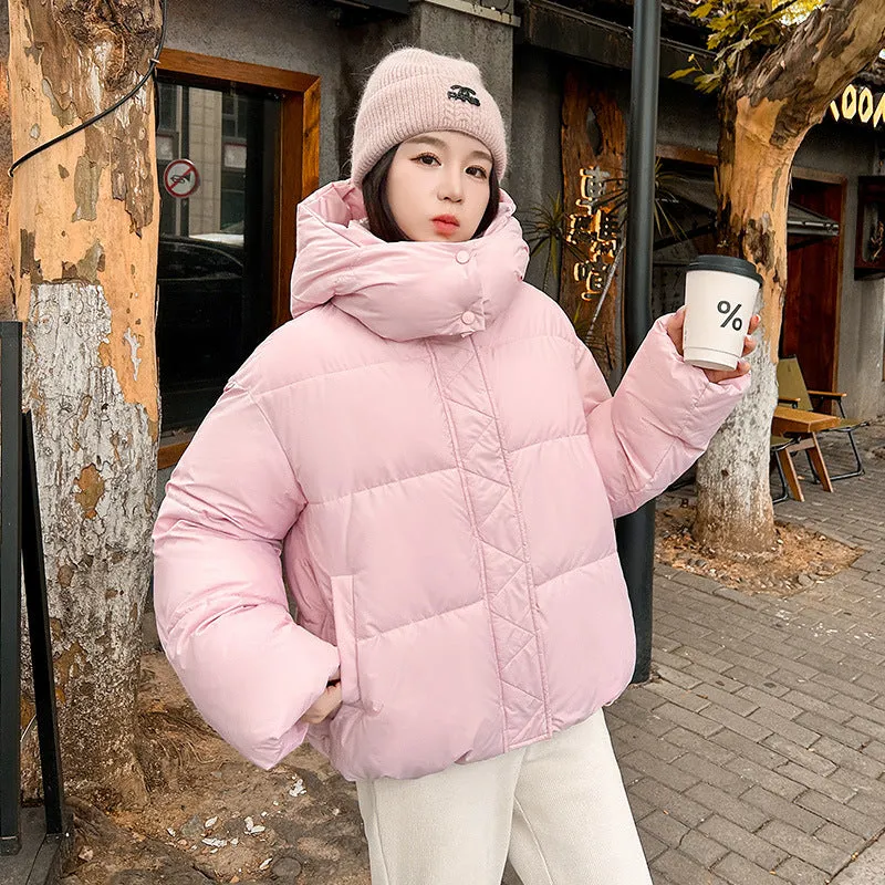 Quilted and Windproof Solid Puffer Jacket for Women