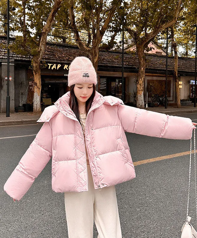 Quilted and Windproof Solid Puffer Jacket for Women