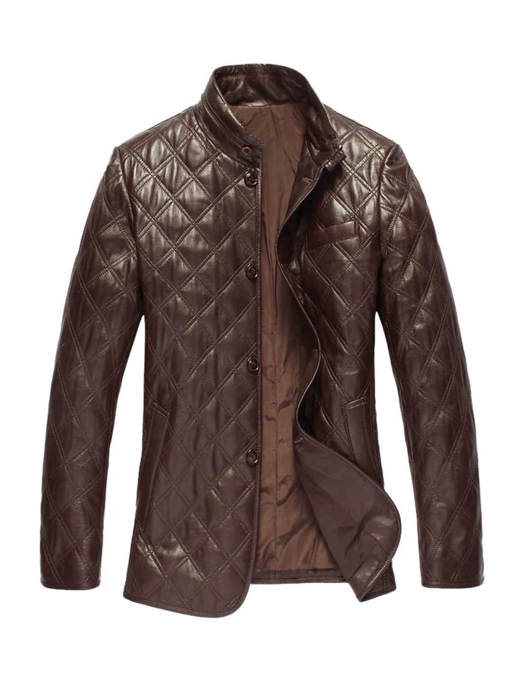 Quilted Classic Leather Coat for Men
